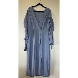 Standards & Practices Blue Long Sleeve Maxi Wrap Dress Size 3X Missing Belt